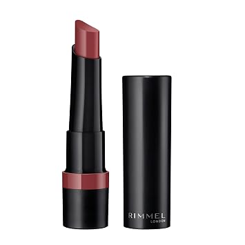 Rimmel Lápiz labial mate de acabado duradero, color de labios intenso durante todo el día con complejo exclusivo de rubí y diamantes, rosa castaño 160, 0.14 onzas