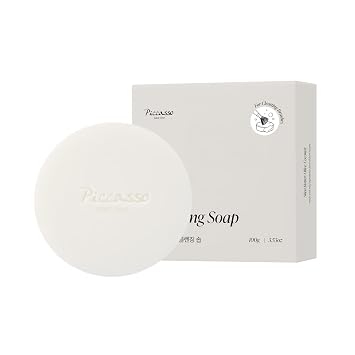 Piccasso Jabón limpiador de brochas con estuche y tapete de limpieza, limpiador de brochas de maquillaje sólido y limpiador para brochas de maquillaje, jabón suave de limpieza profunda para esponjas, soplos y aplicadores de maquillaje, fabricado en Corea
