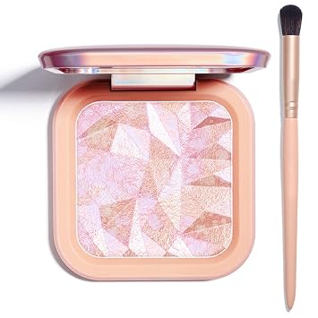 Paleta de maquillaje resaltador paleta de contorno brillante (oro rosa