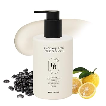 HEVEBLUE Black Yuja Bean Milk Cleanser - Piel sensible, cuidado de la piel coreano, vegano, hipoalergénico, hidratante, hidratante, primera limpieza facial, leche limpiadora, K-Beauty, lavado facial