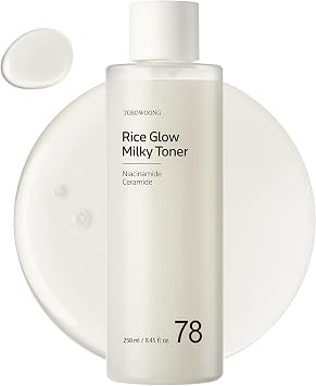 TOSOWOONG Rice Glow - Tónico lechoso con 784,000 ppm de agua de arroz coreano, niacinamida, ceramidas, pantenol, brillo, piel de vidrio, hidratante, purificante, sin fragancia, cuidado de la piel