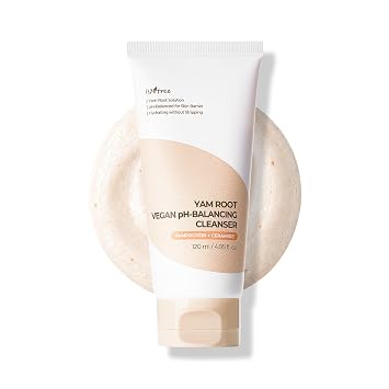 IsNtree Yam Root - Limpiador vegano que equilibra el pH, 4.1 fl oz, 4.05 onzas líquidas, espuma limpiadora hidratante de bajo pH | Cuidado suave de la barrera de humedad | Textura cremosa de batido |