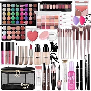 Kit de maquillaje para mujeres: paleta de sombra de ojos de base, juego de maquillaje con brocha