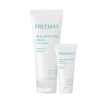 freemay Juego de crema hidratante real (3.4 fl oz + 1.0 fl oz), hidratante facial coreano para hidratación y calma, vegano, ligero, agradable para la piel sensible