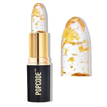 Lápiz labial que cambia de color con copos de oro de 24 quilates, bálsamo labial hidratante y de larga duración, hidrata y nutre los labios mientras deja un tinte rosa transparente con aroma a Villina, brillo dorado