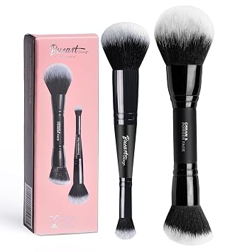 Bueart Design Brocha de polvo de crema de doble extremo y cepillo corrector de base de tez para base, polvo fijador, rubor, bronceador, corrector M4