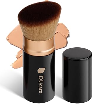 DUcare Brocha retráctil para maquillaje de base líquida, crema y bronceador Kabuki, brochas de maquillaje facial para viajes con mango de aluminio