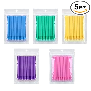 500 unidades de brochas aplicadoras micro, hisopos micro, varillas desechables para pestañas Tbestmax