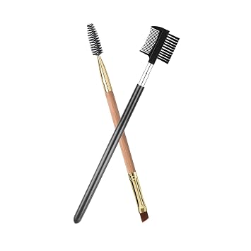 Juego de 2 brochas para cejas, cepillo angulado para cejas y carrete, bambú