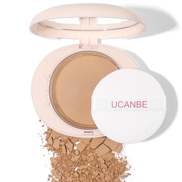 UCANBE Polvo Facial Prensado 2 en 1 y Base de Maquillaje, Polvo Fijador Impecable con Control de Grasa Mate, Maquillaje Coreano, Polvo de Acabado Impermeable de Larga Duración (Natural)
