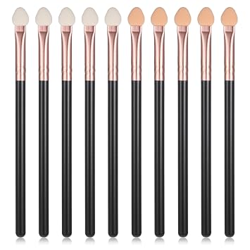 10 esponjas aplicadoras de sombra de ojos, aplicador de esponja de sombra de ojos reutilizable, aplicador de sombra de ojos de mango largo para mujeres