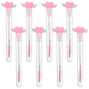 8pcs Disposable Eyelash Brush Tubes for Makeup Travel Pink Plastic Set