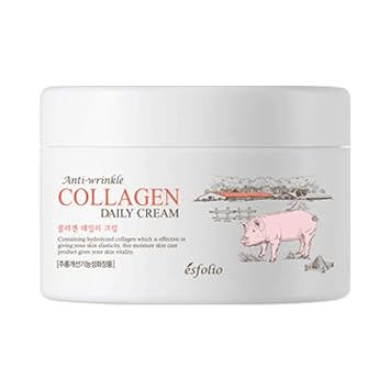 Esfolio Crema facial diaria antiarrugas de colágeno – Hidratante ligera con extractos botánicos de colágeno hidrolizado para una piel suave y suave – Cuidado de la piel coreano para todo tipo de piel (6.8 fl oz)