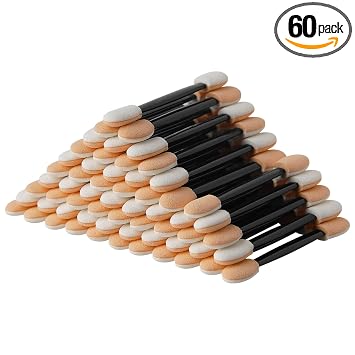 Cuttte 60 aplicadores de sombra de ojos desechables de doble cara, color negro