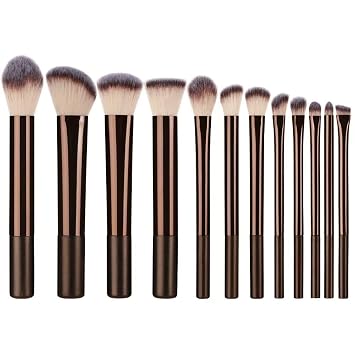 12Pcs Makeup Brushes Set, Soft Synthetic Bristles Cosmetic Brushes for Foundation, Blush, and Concealer, Face & Eye Makeup Brush Kit for Makeup Starters