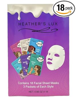 Heather's Lux Paquete de 18 mascarillas faciales, mascarillas faciales para hidratar, hidratar, nutrir y antienvejecimiento, para el cuidado de la piel estilo coreano Bad Girl (18 unidades)