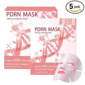 Paquete de 5 mascarillas faciales de gel de colágeno rosa Salmon DNA PDRN, hidrogel de noche real, mascarilla coreana para el cuidado de la piel, mejora la recuperación para todo tipo de piel y