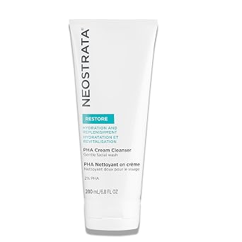 NEOSTRATA Restore PHA Cream Cleanser, suave lavado facial hidratante diario y removedor de maquillaje para pieles sensibles, 6.8 onzas líquidas