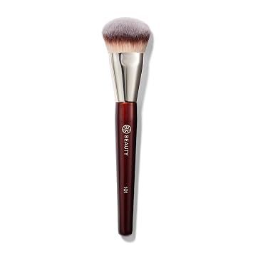 CEPILLOS BK BEAUTY - 101 CEPILLO DE BASE CONTORNEADO - Cepillo de Base Contorneado - Cepillos de Maquillaje para Base - Cepillo Facial para Bases Líquidas o en Crema