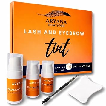 ARYANA NEW YORK Kit de pestañas y cejas, hasta 10 aplicaciones, negro y marrón con cepillo para cejas