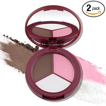Color Nymph Paleta de resaltadores de rubor de contorno de 3 colores, paletas de maquillaje 3 en 1 para tez clara, nutritiva y duradera con polvo mate brillante, paleta de tamaño de viaje, vegano y