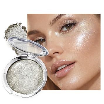 Sliver Highlighter - Maquillaje para mujer, paleta de resaltadores de color plateado brillante suave, alto pigmento de larga duración, mezclable, brillante, iluminador, color de piel, brillo brillante