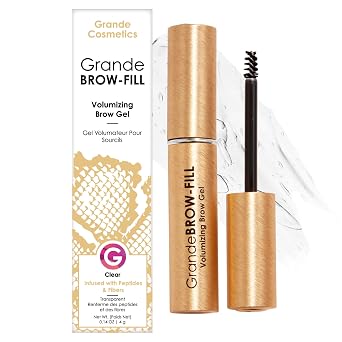 Grande Cosmetics GrandeBROW-FILL Gel voluminizador para cejas, rímel tintado o transparente, sujeción flexible suave, resistente al agua