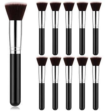 Tanlade - 10 brochas de base a granel, brochas de maquillaje con parte