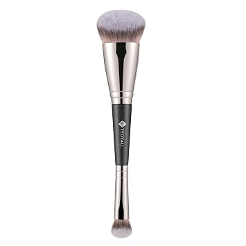 TEOYALL Pincel de doble punta para base y corrector debajo del ojo, cerdas sintéticas contorneadoras con ángulo inclinado para polvo en crema líquida