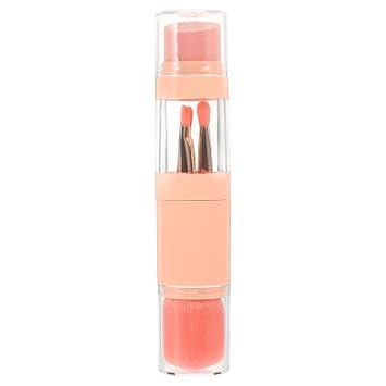 FUOYLOO Juego de 5 brochas de maquillaje facial corrector, brochas iluminadoras de base, mango rosa, adecuado para viajes y principiantes