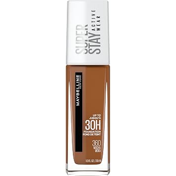 Maybelline Super Stay Base Líquida de Cobertura Completa Maquillaje Active Wear, Hasta 30 Horas de Duración, Resistente a Transferencias, Sudor y Agua, Acabado Mate, Mocha, 1 Unidad