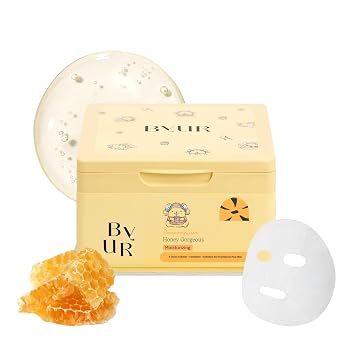 ByUR Honey Gorgeous Sanrio - Máscara de suero acuático diario (30 hojas), hidratante hidratante para el tratamiento de poros faciales K-Beauty para el cuidado de la piel, extracto de miel para piel