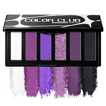 SUSIKEKI Paleta de sombras de ojos moradas con espejo, tonos lila, violeta ciruela, mate, brillante y con purpurina, 6 colores, mini paleta de sombra de ojos, tamaño de viaje, altamente pigmentada