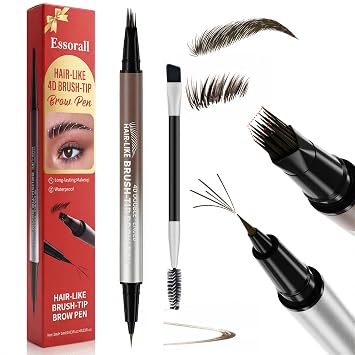 Lápiz de cejas para mujer, 2 en 1 Microblading con puntas cuadradas 4D y ultrafinas, lápiz de cejas impermeable de larga duración, trazos similares al cabello para cejas más completas naturales con