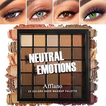 Paleta de sombra de ojos neutra, paleta de sombras de ojos de 25 colores mate, paleta de sombras de ojos naturales ahumadas con pigmento desnudo para ojos marrones, paleta de maquillaje hipoalergénica mezclable de larga duración