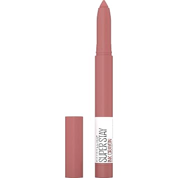 Maybelline Super Stay Ink Crayon lápiz labial, lápiz labial mate con punta de precisión con sacapuntas integrado, larga duración de hasta 8 horas, On The Grind, morado rosa malva, 1 unidad