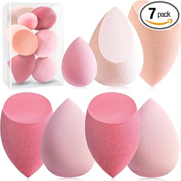 Foonbe Makeup Sponge Set, 7 Pcs Multi Colored Blender Sponges
