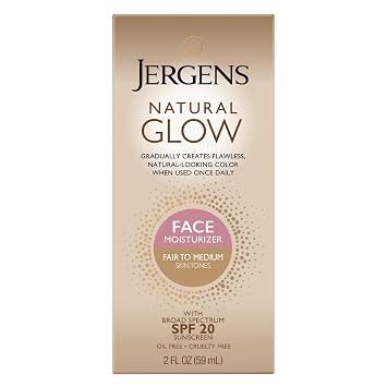 Jergens Natural Glow Face Self Tanner Lotion SPF 20, Fair To Medium, 2 oz