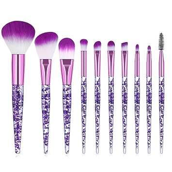 Juego de 10 brochas de maquillaje de unicornio de cristal, cosméticos profesionales para la cara, mezcla líquida, base, corrector de polvo, sombras de ojos, maquillaje, belleza, sombra de ojos,