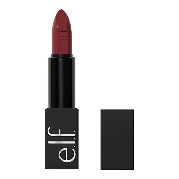 e.l.f. O Face Lápiz Labial Satinado, Lápiz Labial Cremoso Ricamente Pigmentado, Nutritivo y de Larga Duración, Infundido con Jojoba, Vegano y Sin Pruebas en Animales, Shameless