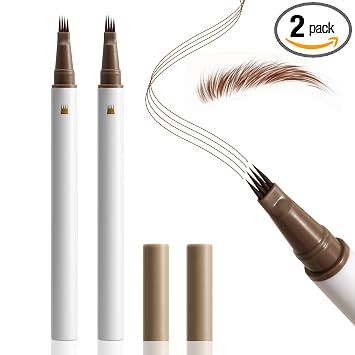 Boobeen Paquete de 2 bolígrafos de cejas Microblading de 4 puntas, lápices de cejas impermeables para mujeres para crear sin esfuerzo trazos naturales similares al cabello, uso durante todo el día