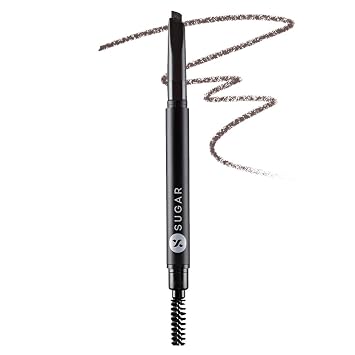 SUGAR Cosmetics El definidor de cejas con carrete dura hasta 12 horas, lápiz de cejas pigmentado de larga duración y acabado natural, 0.14 onzas, 1 unidad (paquete de 1) 02 Tom gris pardo (gris marrón)