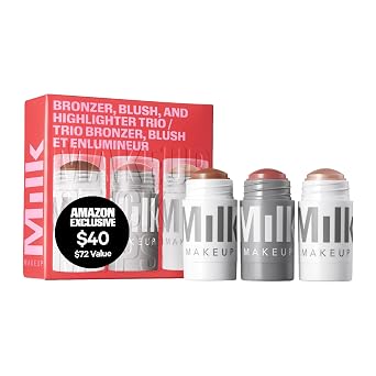Maquillaje de leche bronceador, rubor + resaltador tamaño completo trío