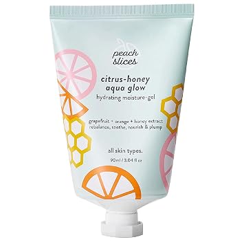 Peach Slices - Hidratante Citrus-Honey Aqua Glow (3.04 oz) - Gel hidratante de humedad - Reequilibrar, calmar y nutrir - Pomelo, naranja, extracto de miel - Vegano, libre de crueldad, cuidado de la piel coreano y belleza
