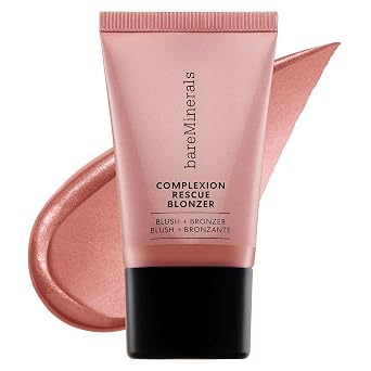 bareMinerals Complexion Rescue - Blonzer líquido, rubor + híbrido bronceador, rubor bronceador para un brillo besado por el sol, bronceador facial edificable + rubor para mejillas, crema de gel,