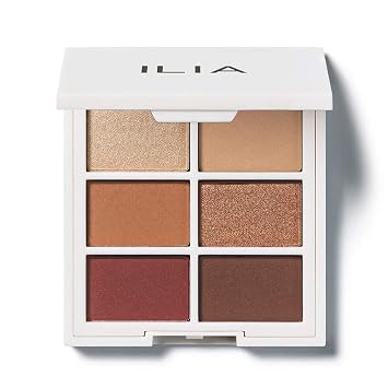 ILIA - La paleta de sombras de ojos necesaria | Sin talco, acabados mate, satinado + metálico altamente pigmentados + acabados mezclables | Libre de crueldad, vegano (Nude cálido, 6 x 0.05 oz | 1.5 g)