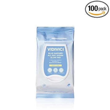 VIDIVICI Blue Barrier All Day Hydra Glow Pads, 100 unidades (11.64 oz), EGCG y ácido hialurónico calmantes almohadillas refrescantes diarias, todo tipo de piel, cuidado de la piel coreano