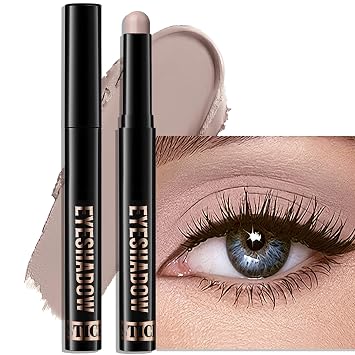 Sombra de ojos en barra de color gris pardo, crema mate, impermeable, delineador de ojos neutro, lápiz iluminador, lápiz iluminador de ojos de larga duración, maquillaje para mujeres mayores, fácil de usar, alta pigmentación