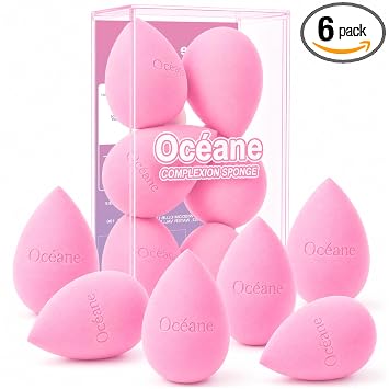 Juego de esponjas de maquillaje – Juego de 6 licuadoras de maquillaje sin látex y de alta definición para líquidos, crema y polvo, súper suaves