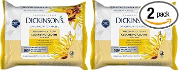 Dickinson's Paños de limpieza diaria refrescantemente limpios, hamamelis y aloe, 25 unidades (paquete de 2)